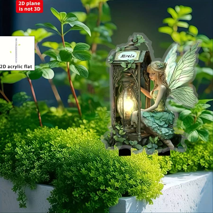 1pc 2D Flat    Printing Bohemian Style Garden Decorative Ground Plug Lantern Elf Deco