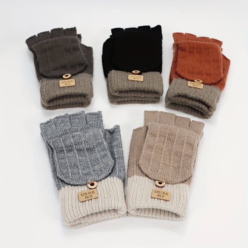 1 Pair Light Grey Warm Gloves