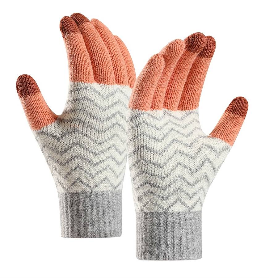 1 Pair Orange Warm Gloves