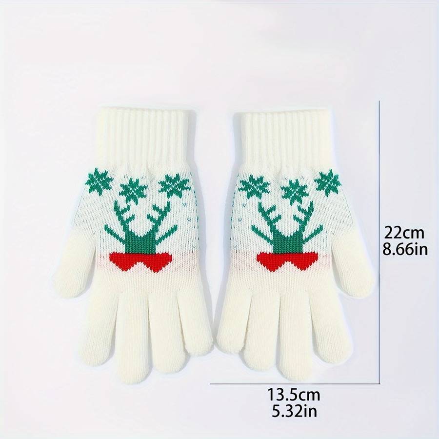 2 Pair Red Gloves One Size Warm Gloves