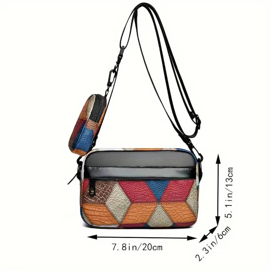Colorblock Faux Leather Crossbody Bag