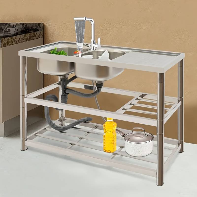 1pc Commercial Not Four Modes Of Outlet Kitchen Faucet With Sprayer Plus 60CM Inlet Pipe Rotary Sp
