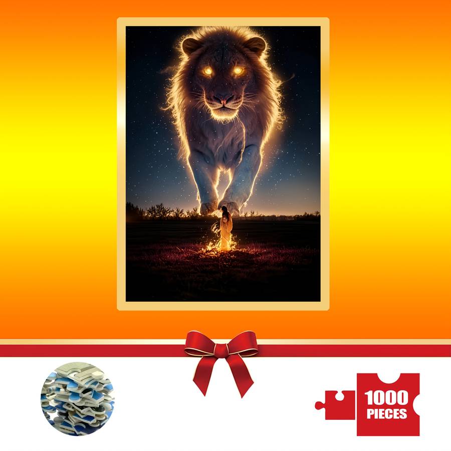 1000pcs Lion Jigsaw Puzzle Challenging DIY Brain Teaser with Vibrant Lion Starry