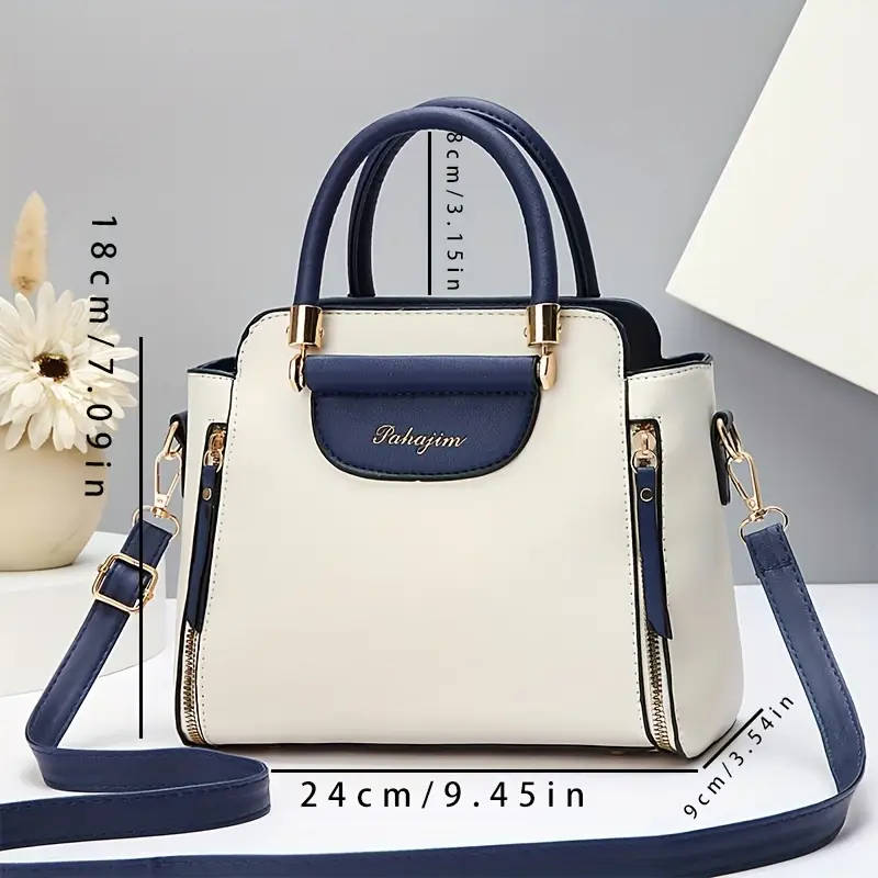1pc Elegant Faux Leather Handbag for Women Large Capacity Shoulder Bag with Fixed Strap Solid