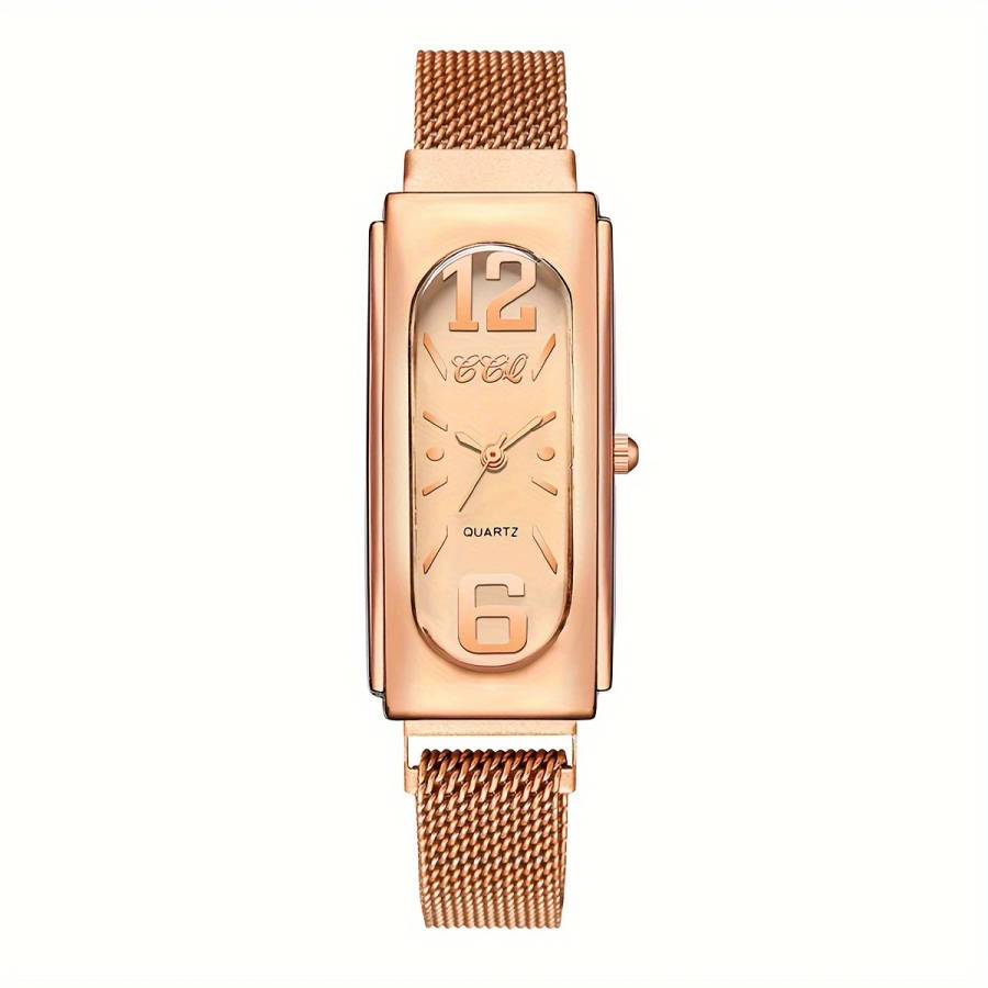 1pc Women'S Fashion Casual Square Quartz Wrist Watch with Numerical Scale Dial Alloy Band And Case N