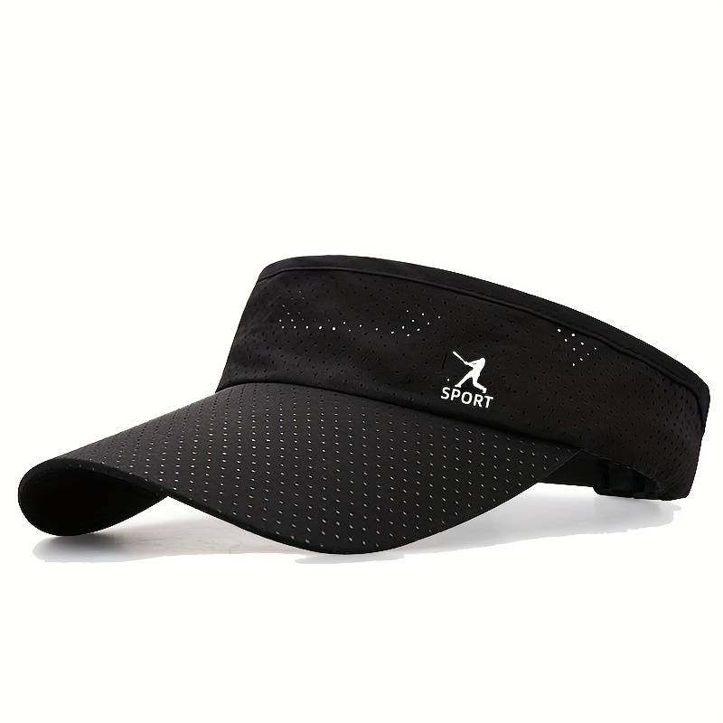 1pc Men's Quick-Dry Breathable Sports Cap White Polyester No-Top Duckbill Sun Hat with Adjustabl