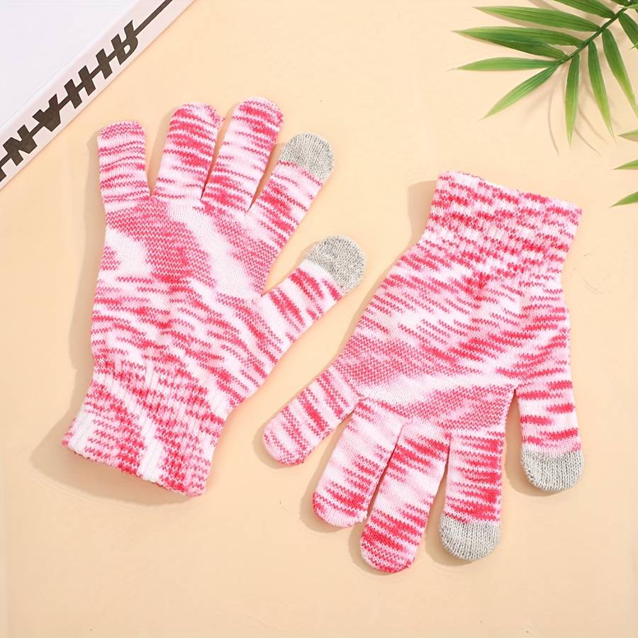 1 Pair Light Yellow Pink Warm Gloves