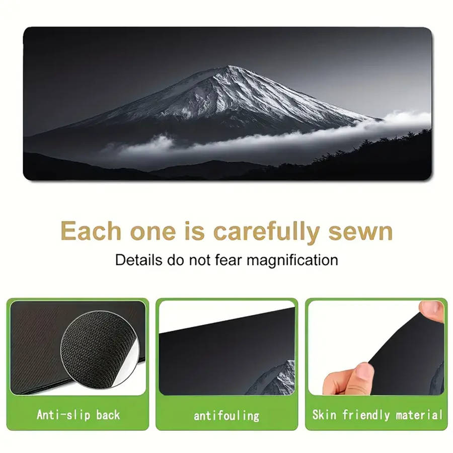 1pc 30x80cm Vibrant Black and White Mount Fuji Gaming Mouse Pad Non-Slip Rubber Base