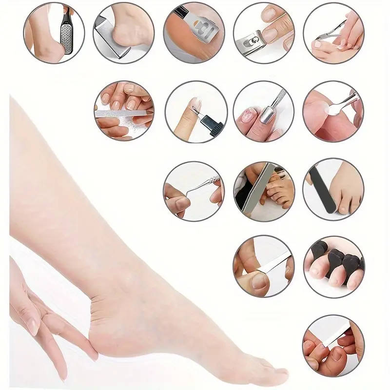 36in1 Stainless Steel Professional Foot Care Set Pedicure Kit Stainless Steel Foot File Set Includin