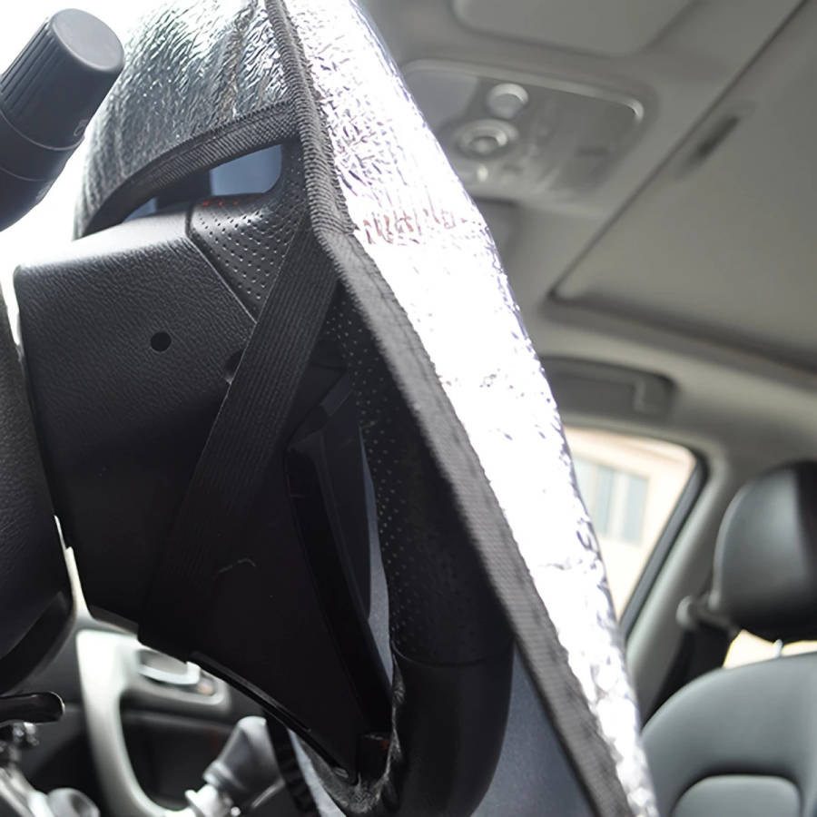 40X40Cm Car Steering Wheel Sunshade Cover Universal Fit Uv Protection