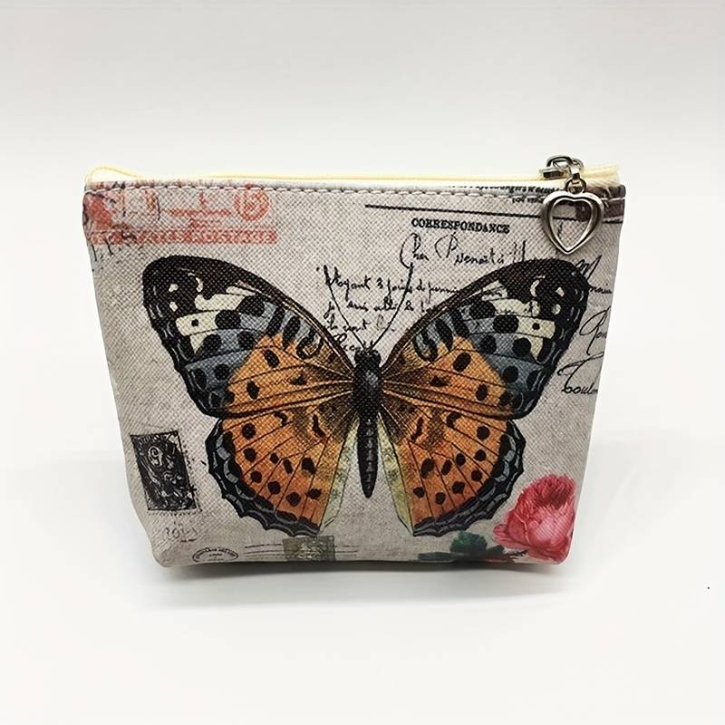 1pc Vintage Butterfly Coin Purse Key Pouch Card Holder Women'S Wallet And Coin Bag.