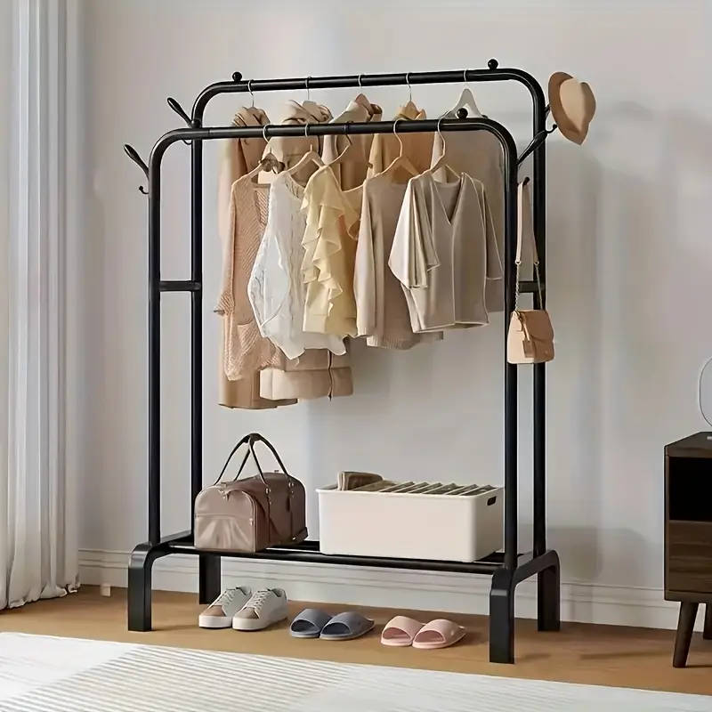 1pc Heavy-Duty Freestanding Clothing Rack - Space-Saving Garment Organizer with Sturdy Metal Frame,