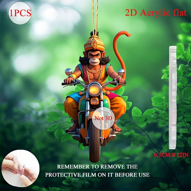 1pc 2D Flat  One piece of  acrylic material charming and funny motorcycle Hanuman theme han
