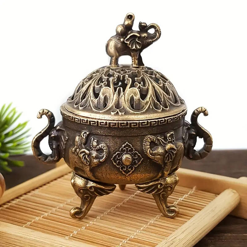 Elegant Metal Elephant Tea Ceremony Incense Burner