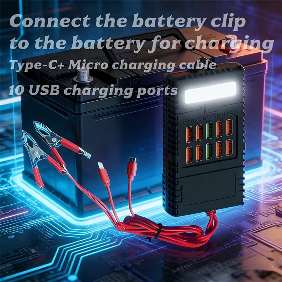 10USB Port Charger Multi-Function Fast Charging Connector Alligator Clip Charger