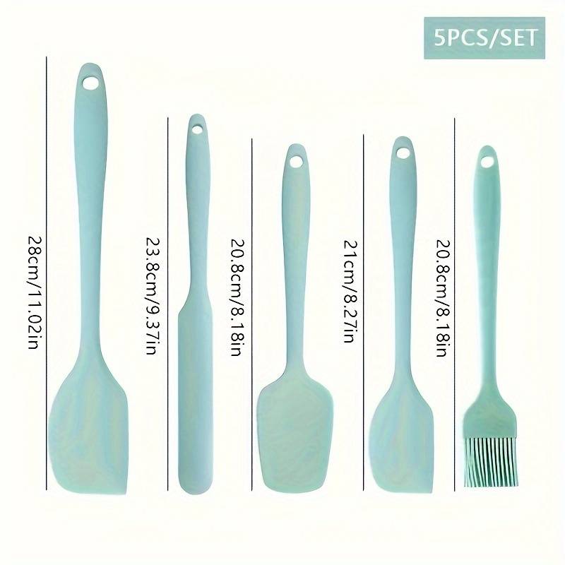 5pcs Silicone Kitchen Tools Set Nordic Colors Large Small Spatulas Serving Spoons Oil Brush