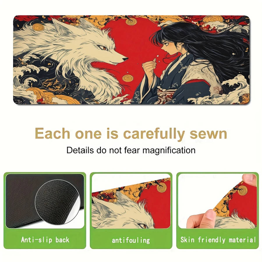 1pc 30x60cm Ergonomic Non-Slip Rubber Mouse Pad with Vibrant Anime Design