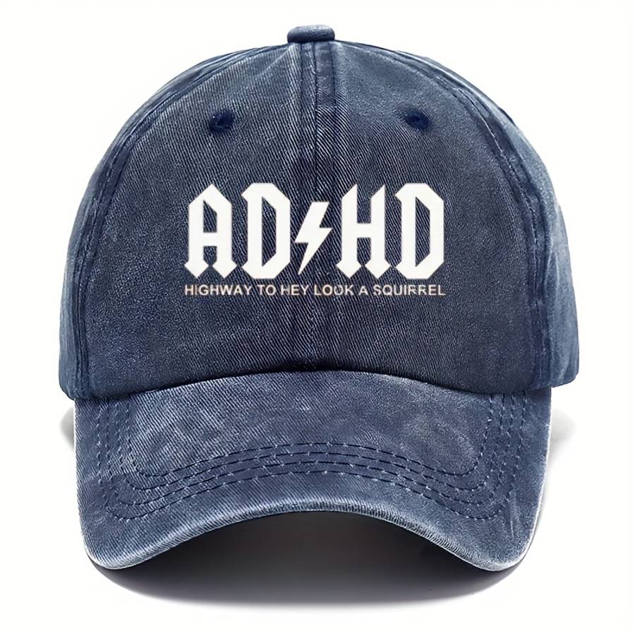 Funky Distressed Moisture-Wicking Adjustable Duckbill Hat Ad+Hd Print Cotton Baseball Cap For
