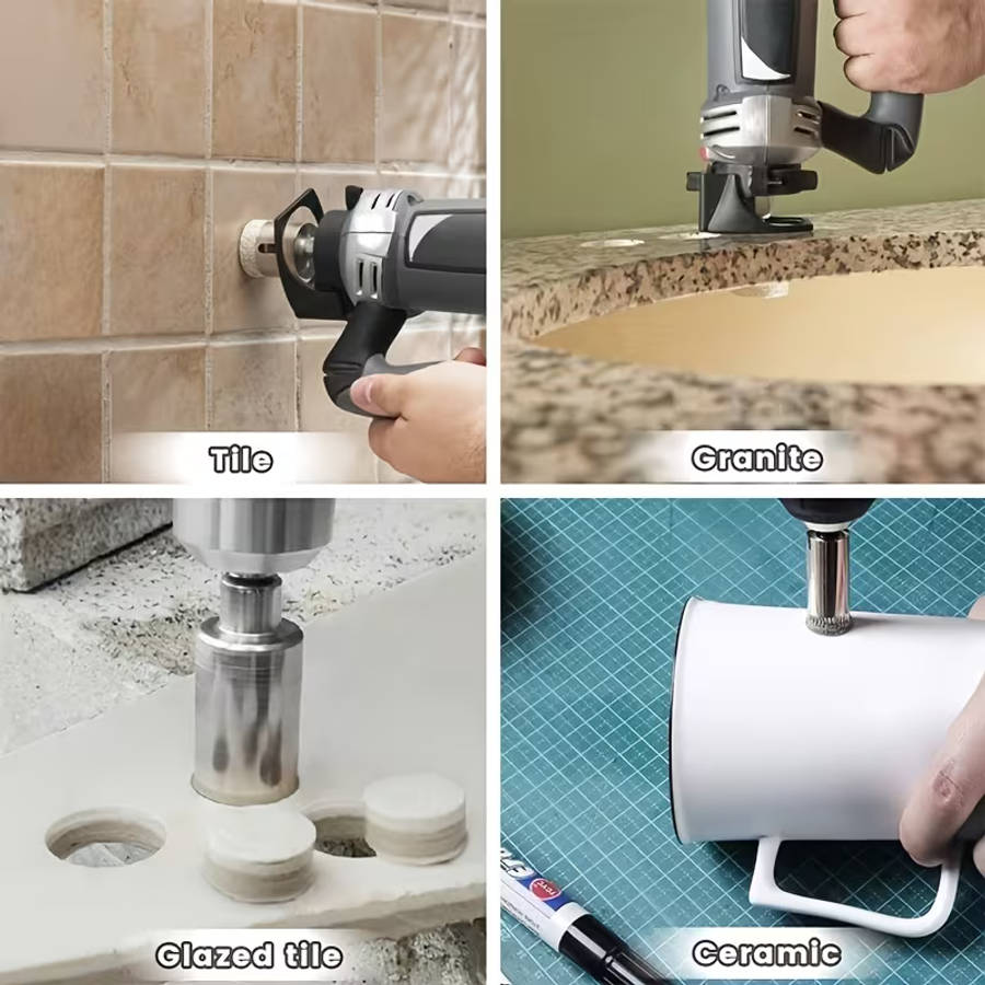 10pcs Diamond Hole Saw Set - for Tile/Marble/Glass/Ceramic