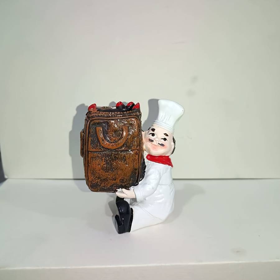 1pc Chef Figurine Toothpick Holder Charming Resin Kitchen Decor with CHEF Label Ideal for