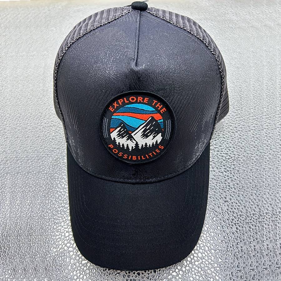 1pc Baseball Cap with Snow Mountain Embroidery Adjustable Snapback Sporty Blue White Strip