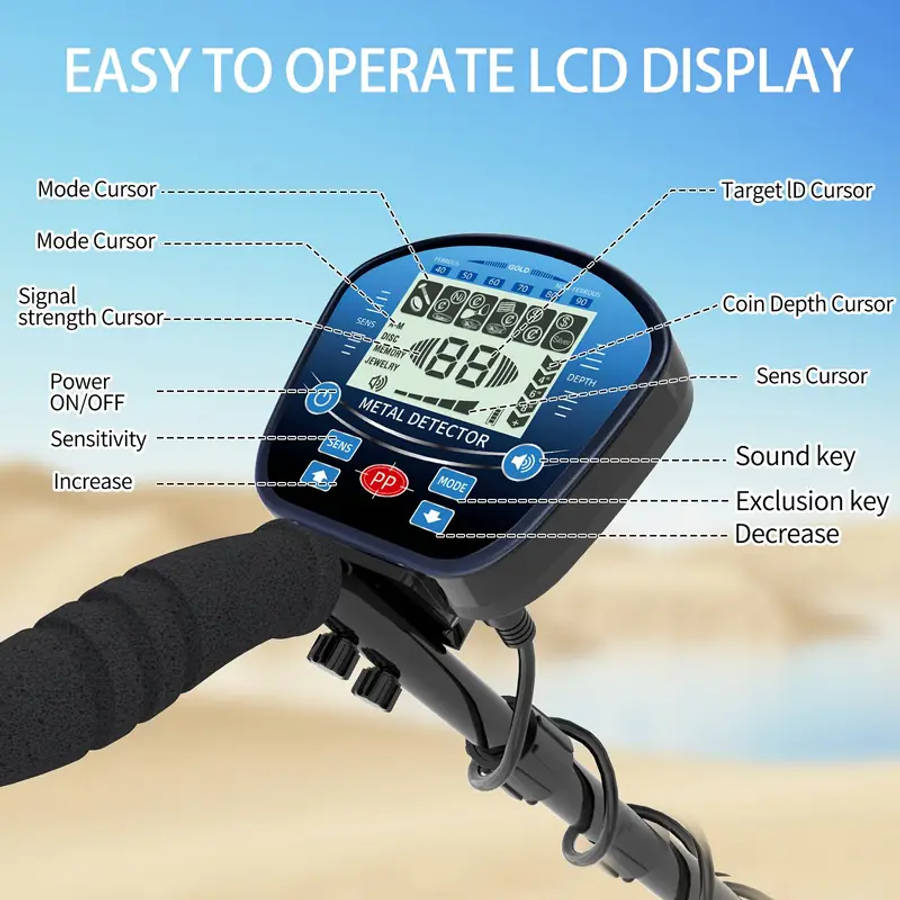 Professional 10" Coil Metal Detector with LCD Display