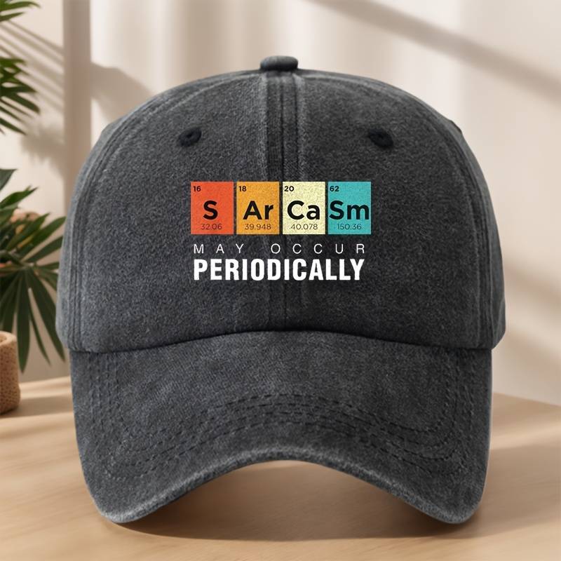 1pc PERIODICALLY Chemistry-Themed Baseball Cap Soft Vintage Washed Style with Adjustable Snapba