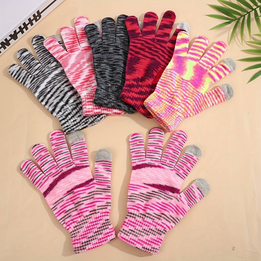1 Pair Light Yellow Pink Warm Gloves