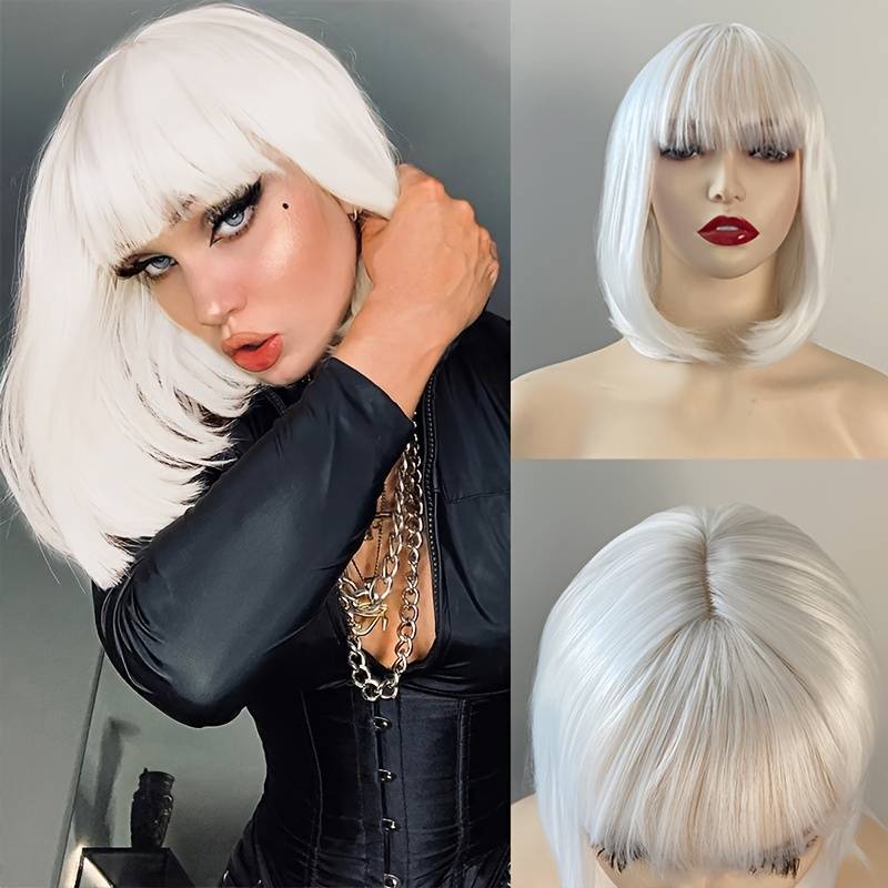 1Pc White 25.4cm Fashion Design Wig