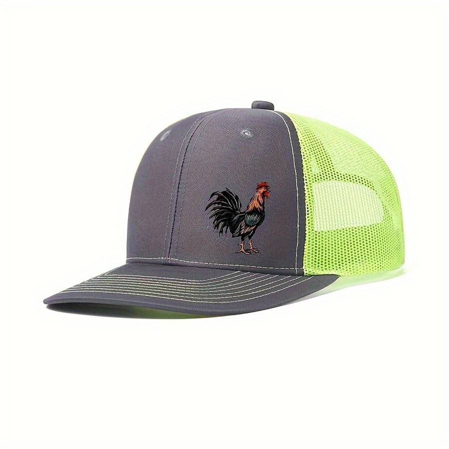 Breathable Mesh Baseball Cap with Vibrant Rooster Print Adjustable Snapback Perfect