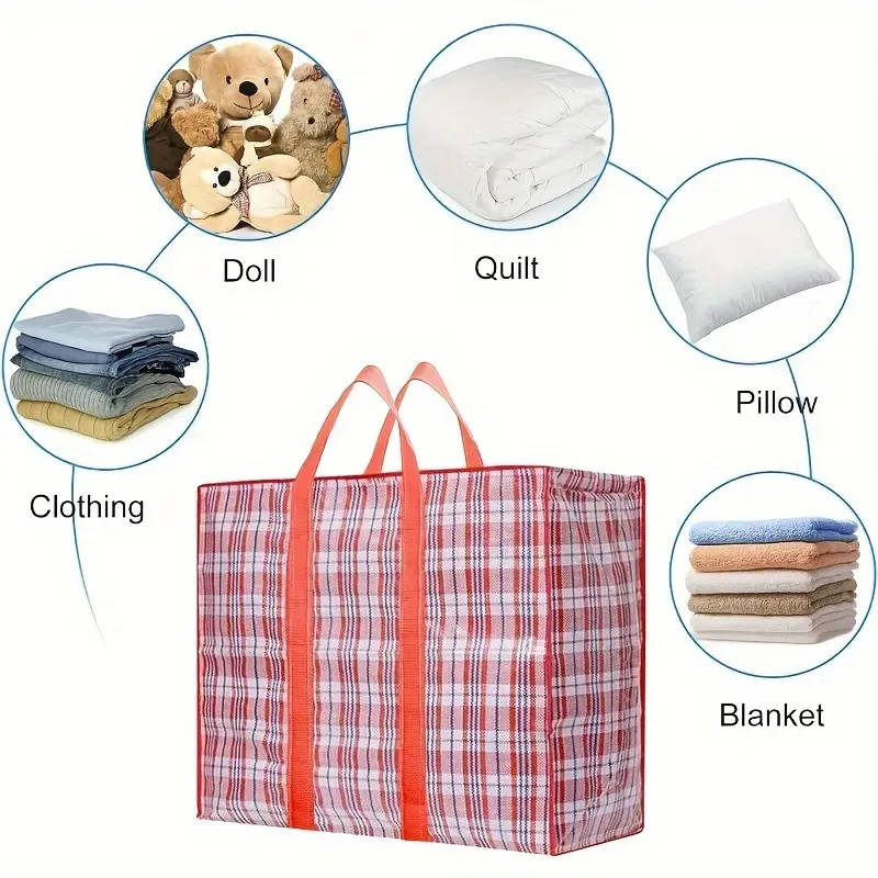 3pcs Large Moving Storage Bags Versatile Quilt Toy and Clothes Organizer with Zippers Durable Plasti