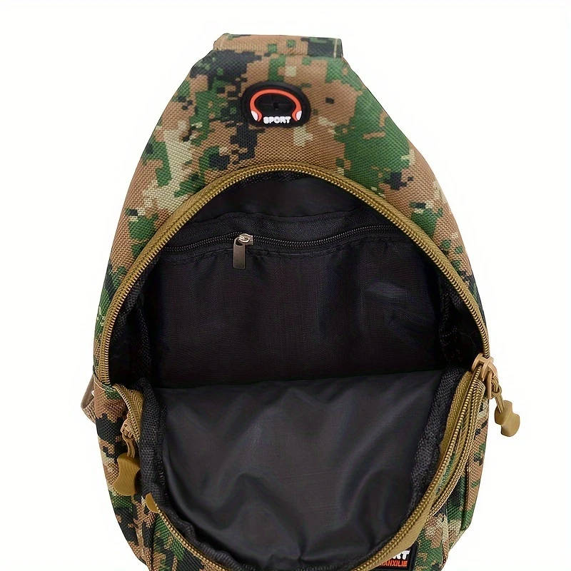1pc Fashionable Canvas Tactical Chest Pack with Digital Camouflage Design Perfect for Outdoor Advent