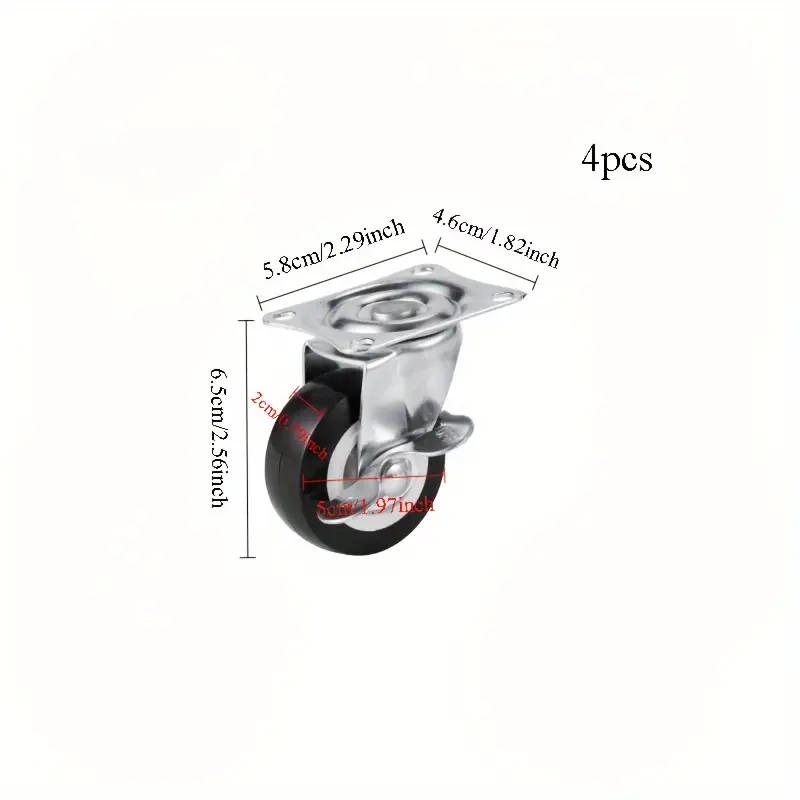 4-Pack Plate Casters Heavy Duty Steel Swivel Casters with Locking Brakes Secure Mobility for Compute