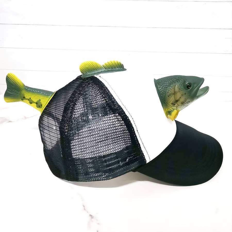 1pc Funky 3D Trout Fish Decor Baseball Cap Lightweight Polyester Sun Hat with Mesh Back PVC Coat
