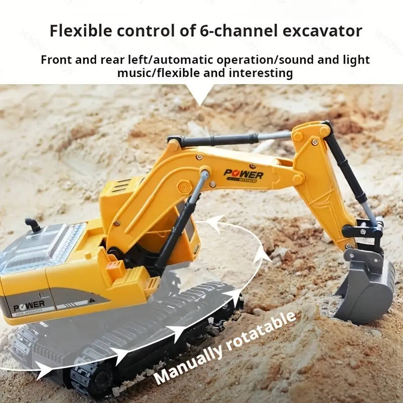 6-Channel Remote Control Excavator - Capable of Digging Sand And Soil
