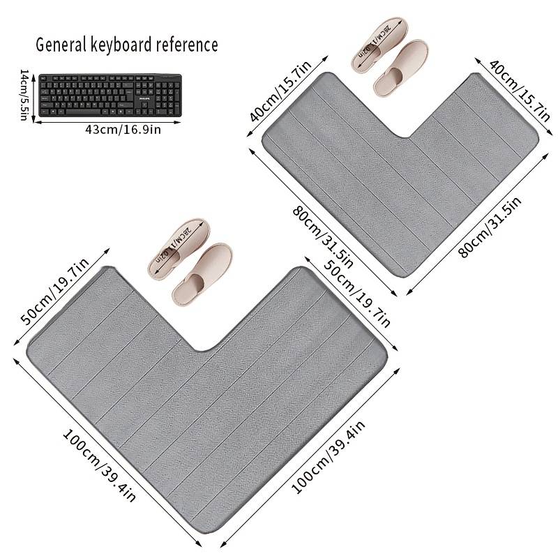 1Pc Black 80x80cm 31.49x31.49inch Floor Mat