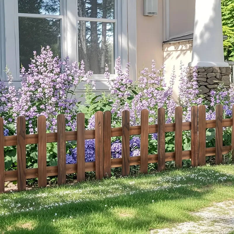 4 Piece Rustic Redwood Garden Fence