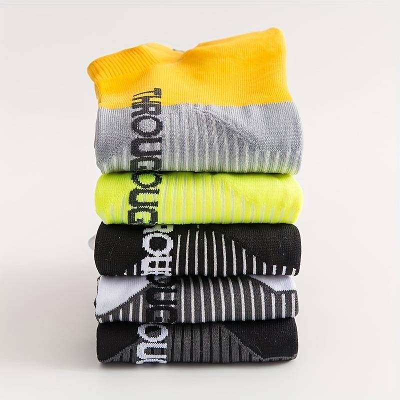 5 Pairs Of Color Matching Earrings One Size High Elastic Socks