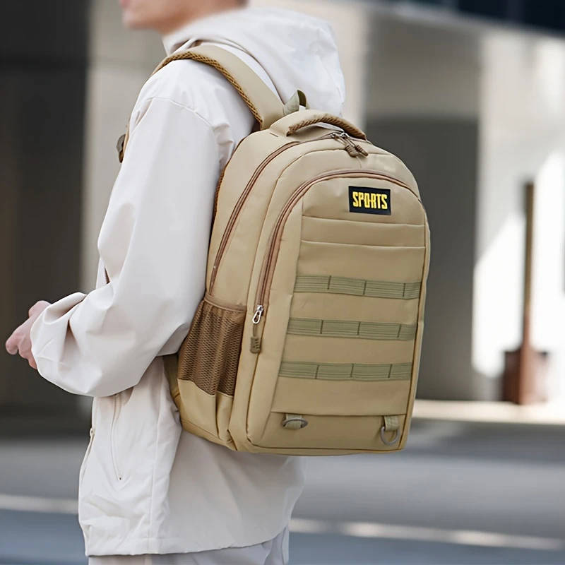 1pc Mens Casual Nylon Backpack with Laptop Compartment Lightweight Adjustable Straps Zipper Closure
