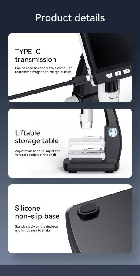 1set 1000x digital microscope 8led real shot rendering computer microscope electron biological microscope details 1