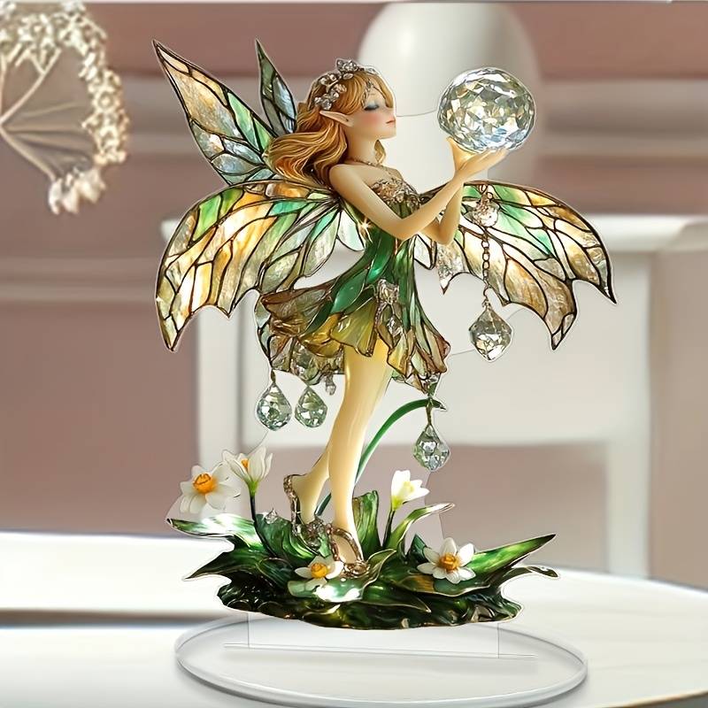 1pc 2D Flat  Enchanted Fairy Acrylic Desk Ornament 17.78cm x 15.24cm Perfect Birthday Gift for S