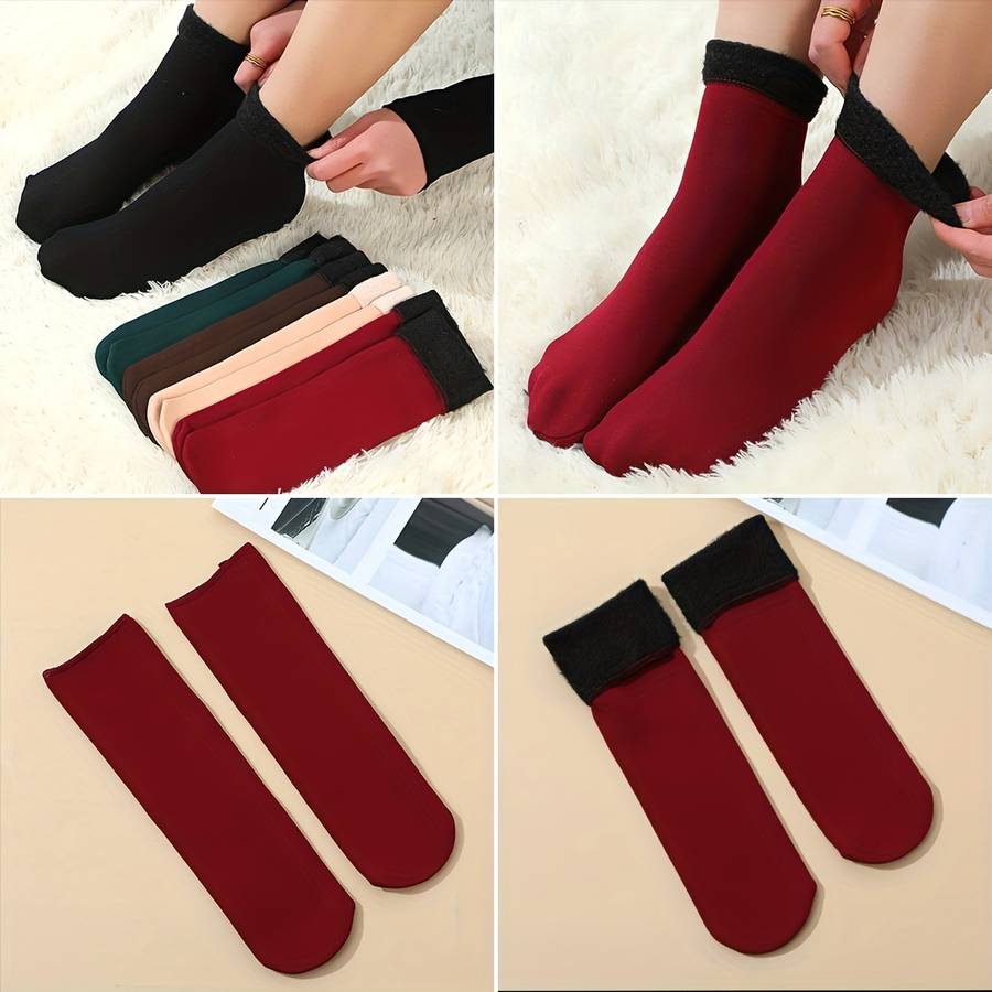 Sock Black 6 Pairs Flannel Warmth One Size