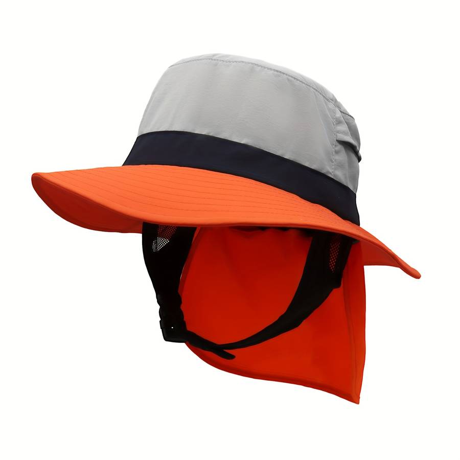 1pc A colour-matching stiff brim a sunshade fisherman's hat with a wide chin strap to prevent tigh
