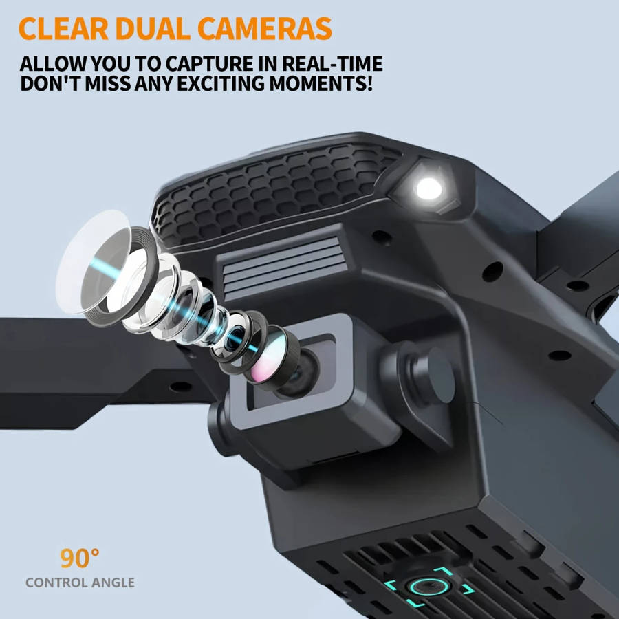 1pc E88 Dual Camera Drone with Optical Flow Foldable Remote Control Quadcopter for Beginners 5-Minut