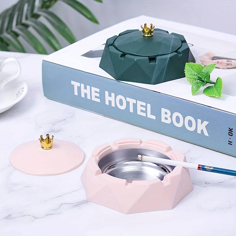 1pc Anti-Fall Ashtray With Lid Household Ashtray High-Looking Plastic Large Ashtray Hotel Ashtray Wi