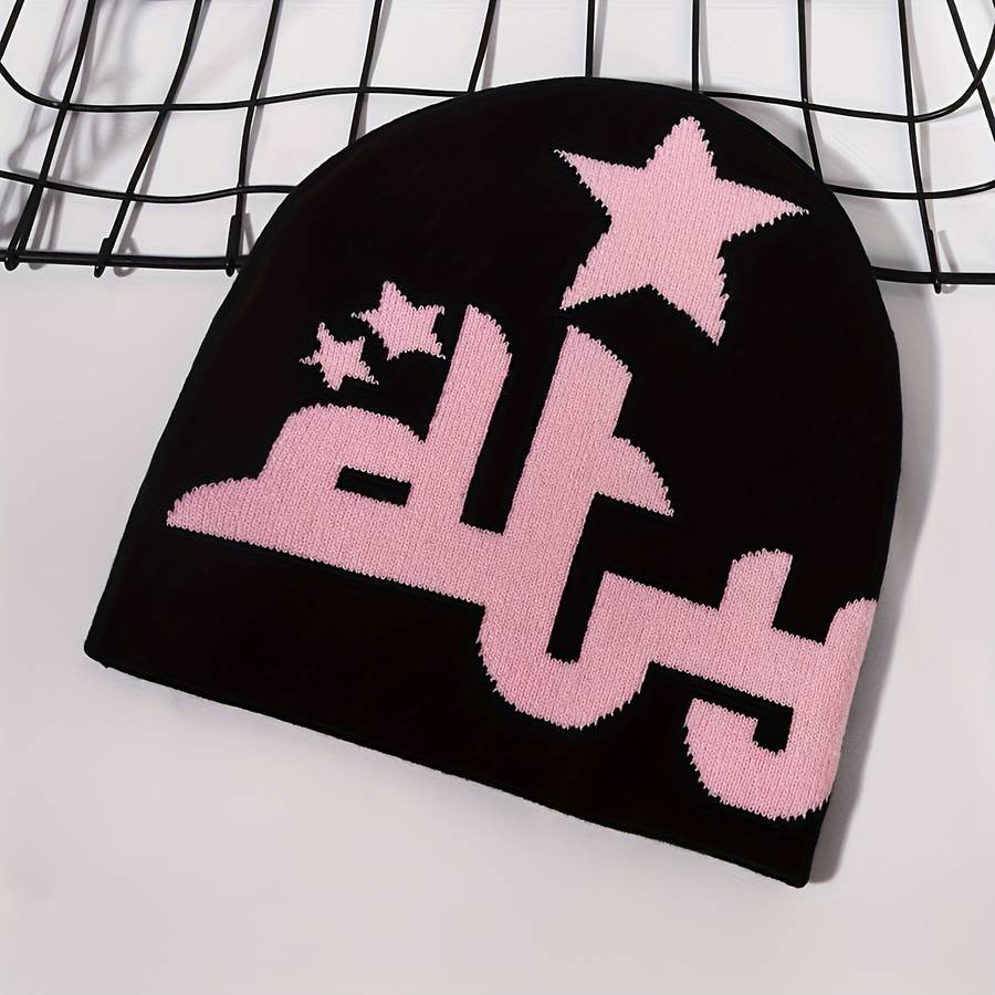 1pc DUTY Jacquard Knit Beanie Hat Unisex Acrylic Lightweight Pullover Cap for Street Fashion Out