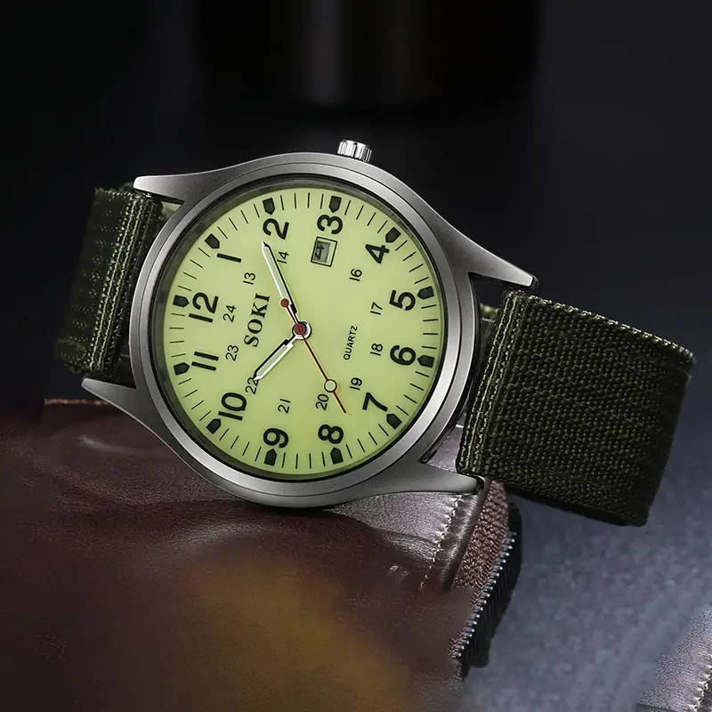 SOKI - Luminous Nylon Band Military Watch - Green Colour