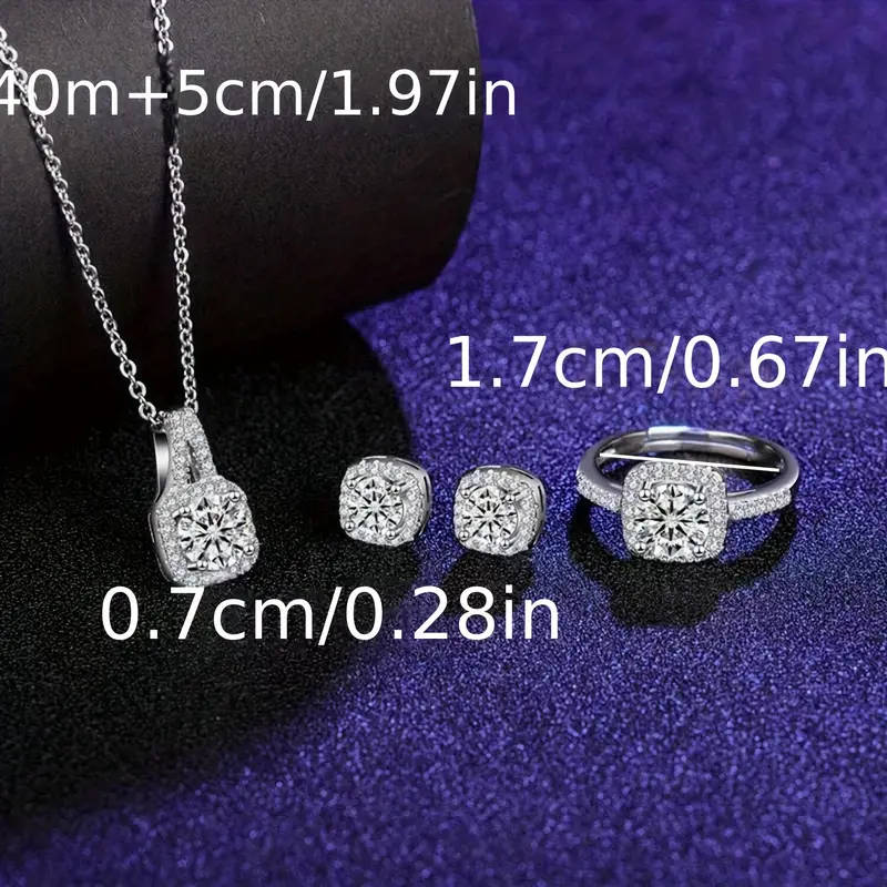 A Set Of 4 Pieces Of Necklace, Earrings, And Rings Jewelry Set