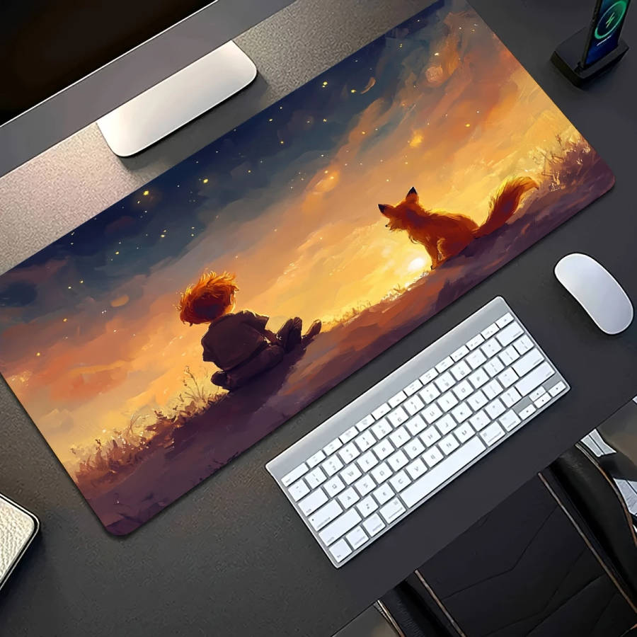 1pc 40x90cm Enchanted Forest Sunset Rubber Anti-Slip Mouse Pad