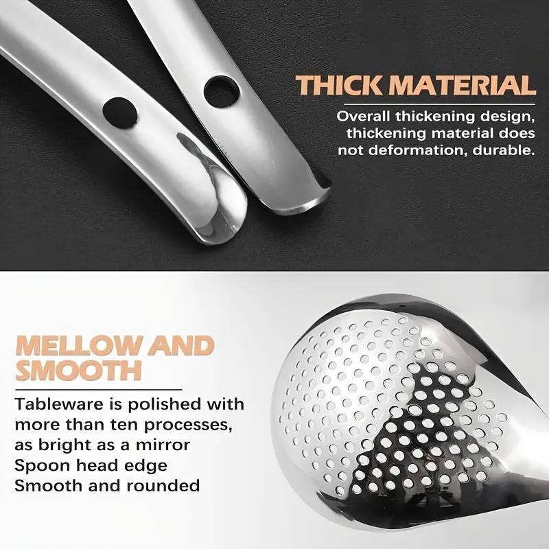 1pc LDQ Stainless Steel Kitchen Strainer Spoon Uncharged Durable with Perfect for Dumplings